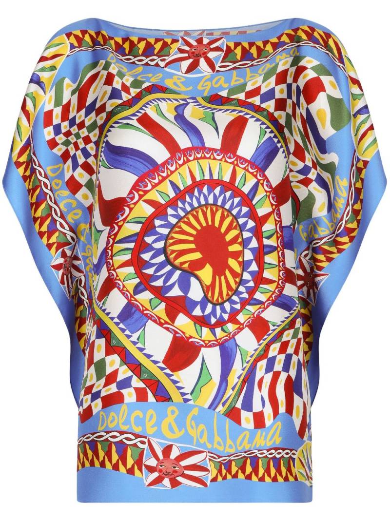 Dolce & Gabbana abstract-print silk blouse - Blue von Dolce & Gabbana