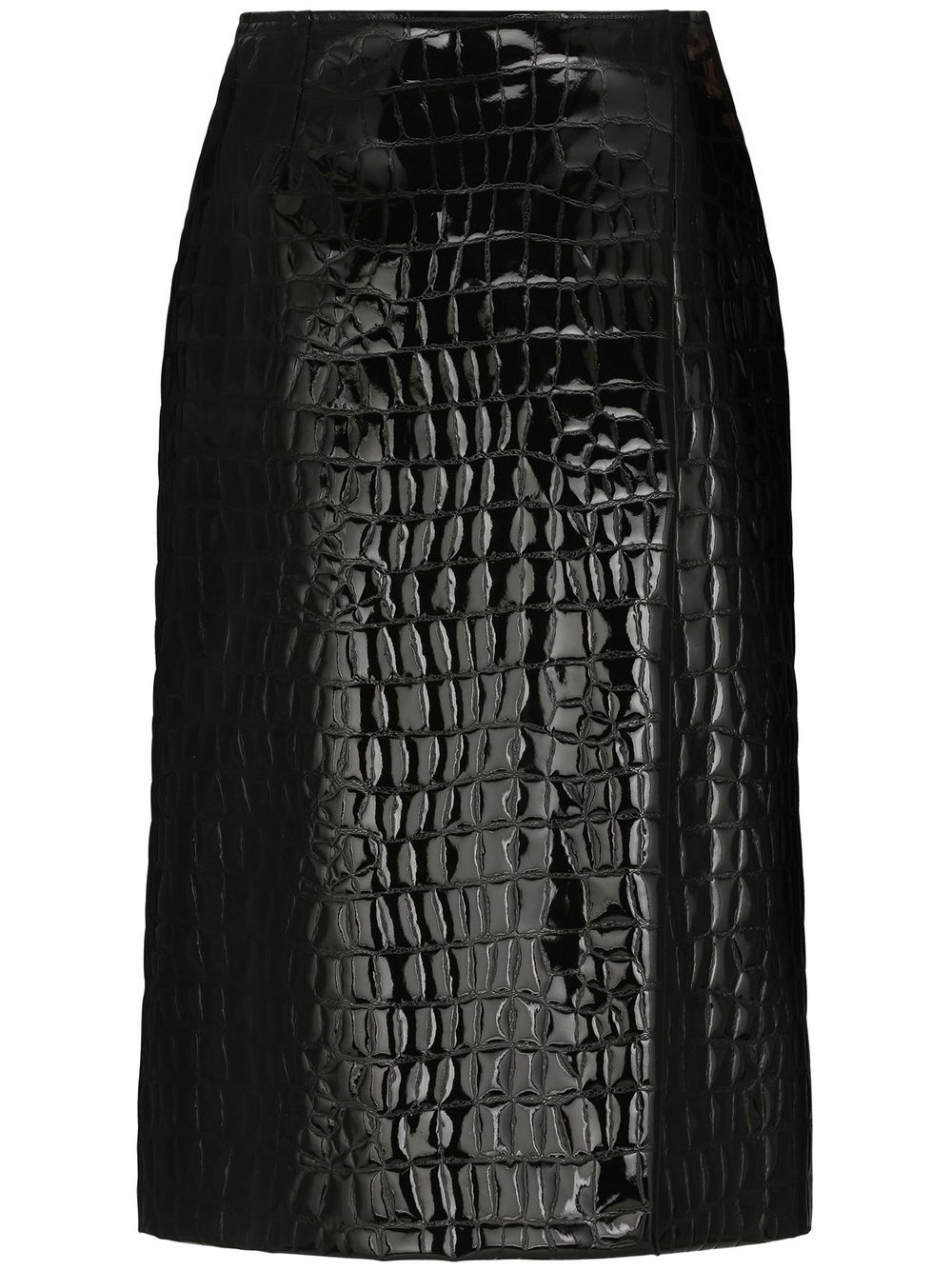 Dolce & Gabbana alligator-print silk-blend skirt - Black von Dolce & Gabbana