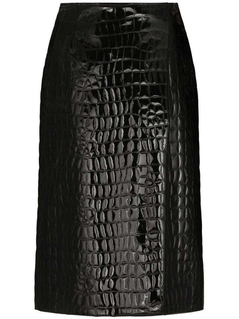 Dolce & Gabbana alligator-print silk-blend skirt - Black von Dolce & Gabbana