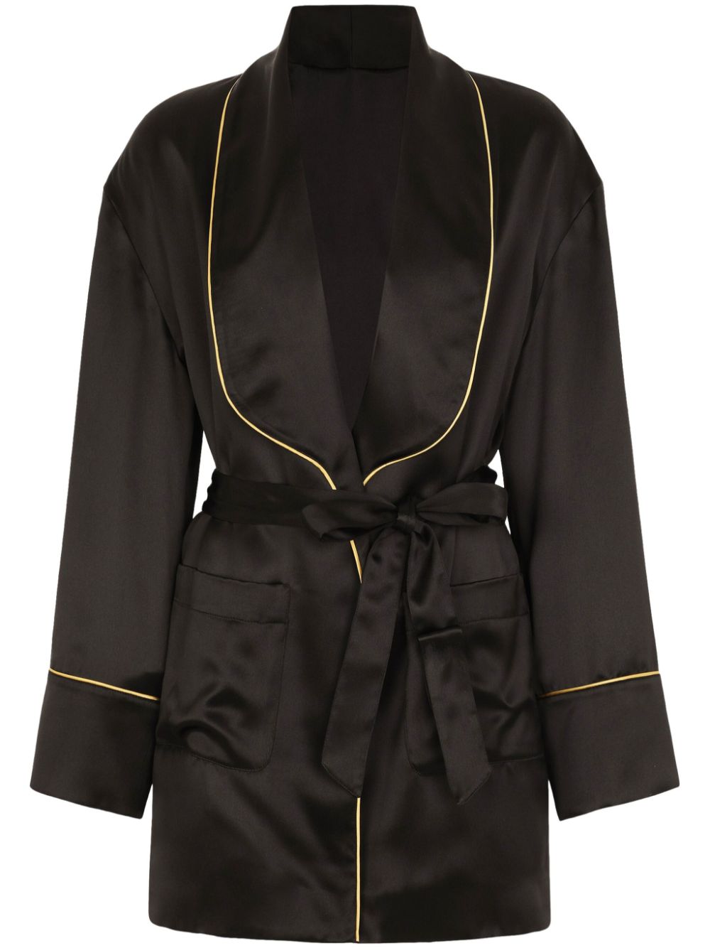 Dolce & Gabbana belted silk blazer - Black von Dolce & Gabbana