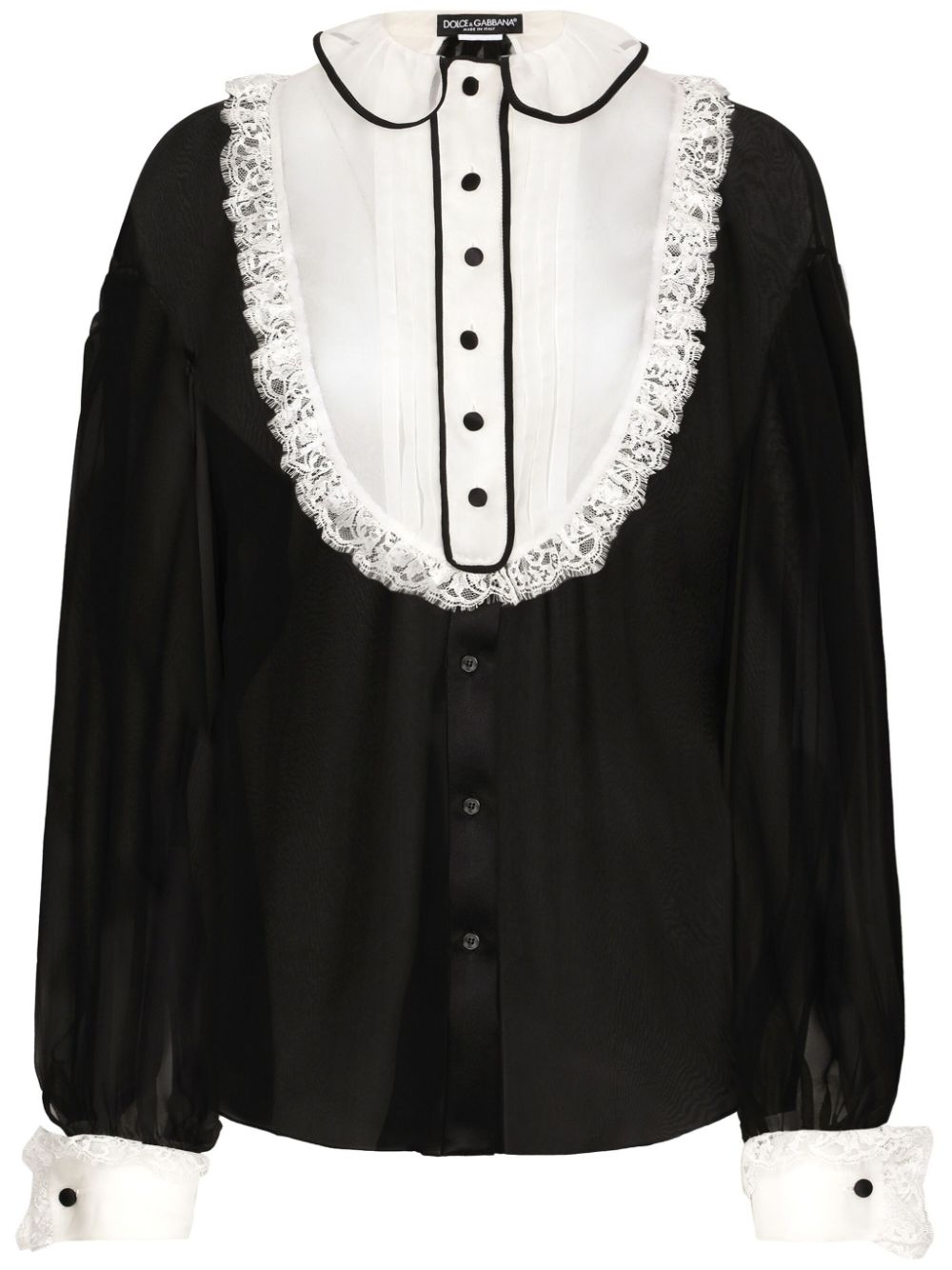 Dolce & Gabbana bib-collar silk-blend shirt - Black von Dolce & Gabbana