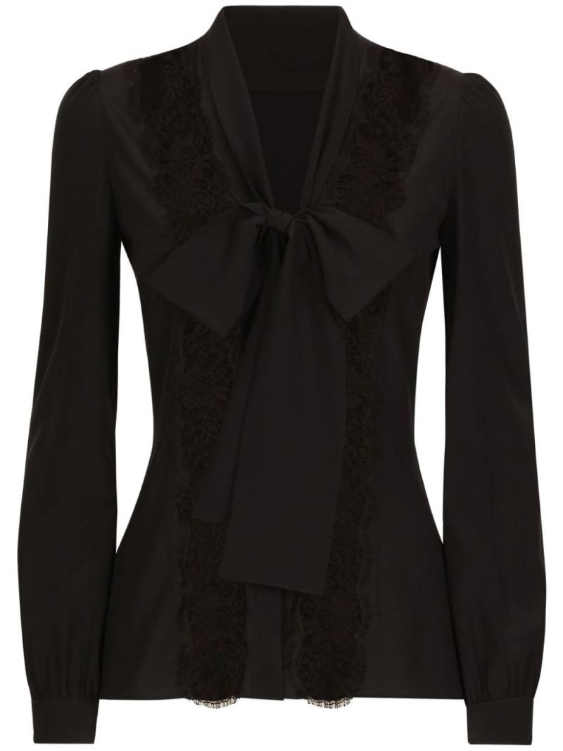 Dolce & Gabbana bow-detailed satin shirt - Black von Dolce & Gabbana