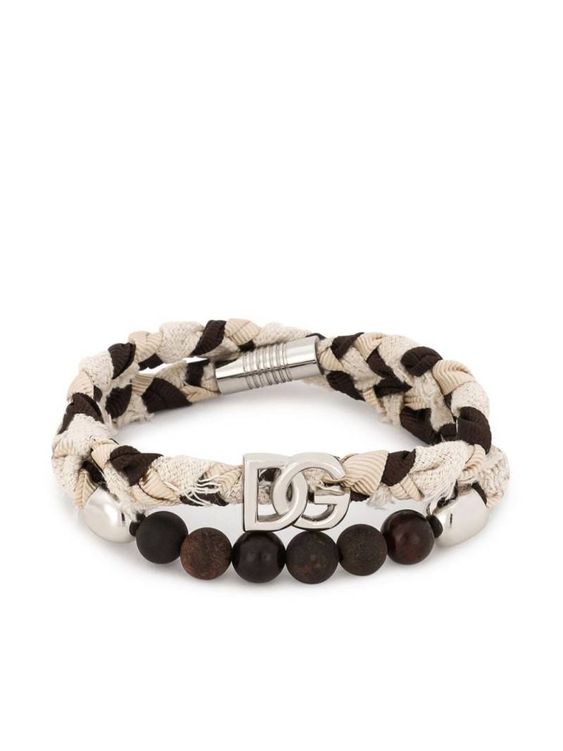 Dolce & Gabbana braided interwoven bracelet - Neutrals von Dolce & Gabbana