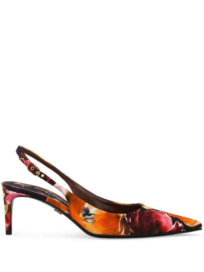 Dolce & Gabbana brocade leather slingback pumps - Orange von Dolce & Gabbana