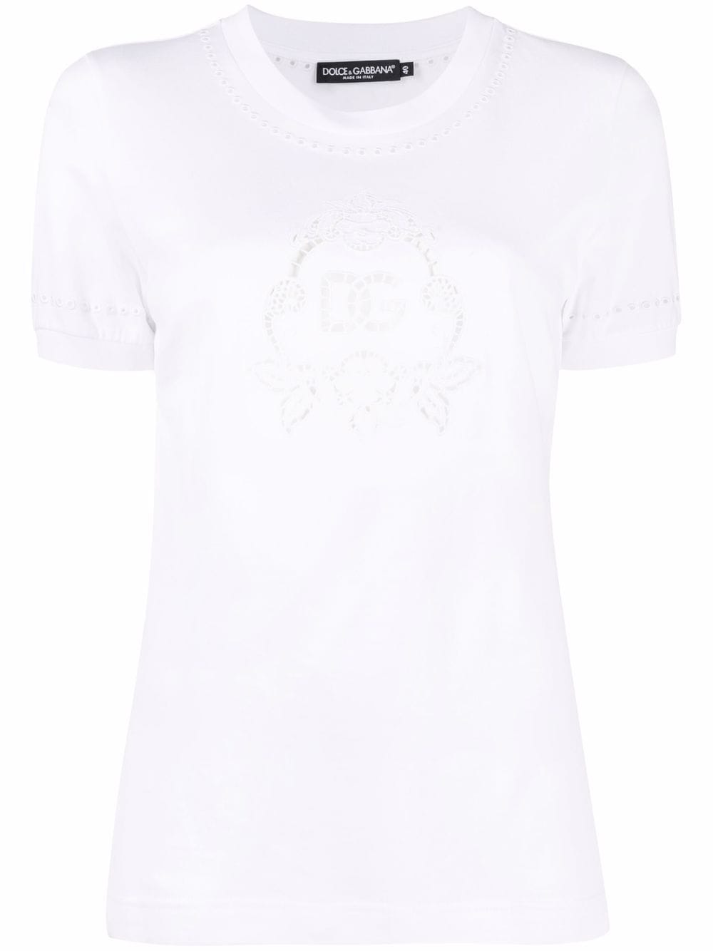 Dolce & Gabbana broderie-anglaise cotton T-shirt - White von Dolce & Gabbana