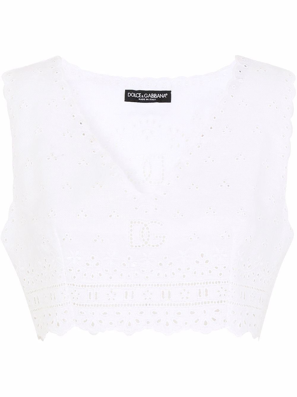 Dolce & Gabbana embroidered linen crop top - White von Dolce & Gabbana