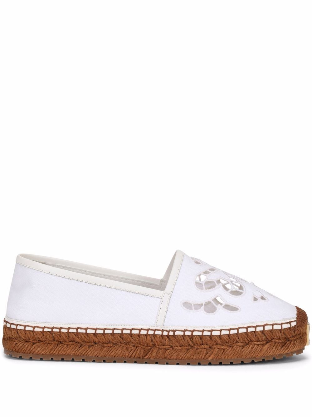 Dolce & Gabbana broderie anglaise flat espadrilles - White von Dolce & Gabbana