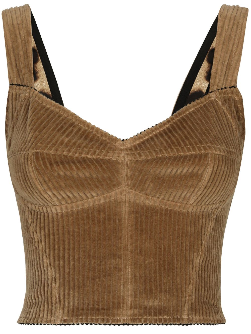 Dolce & Gabbana bustier-style corduroy top - Brown von Dolce & Gabbana