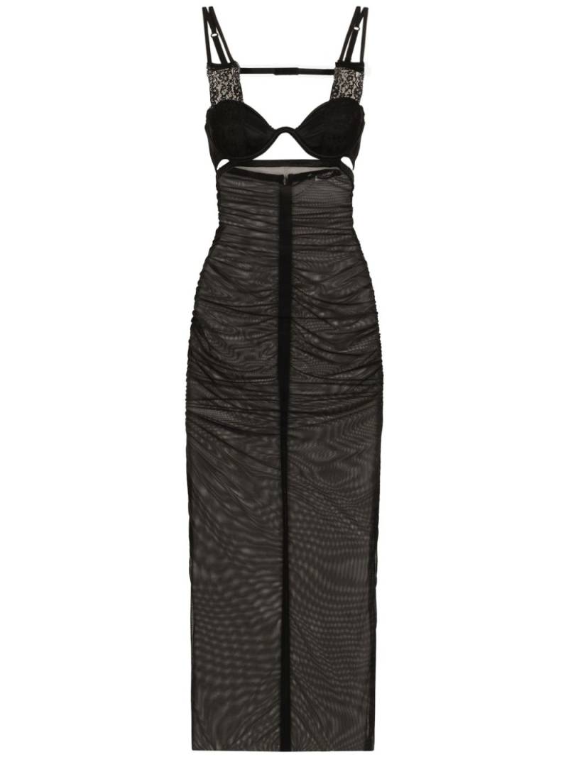 Dolce & Gabbana bustier-style sheer midi dress - Black von Dolce & Gabbana