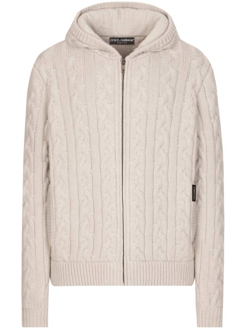 Dolce & Gabbana cable-knit hoodie - Neutrals von Dolce & Gabbana