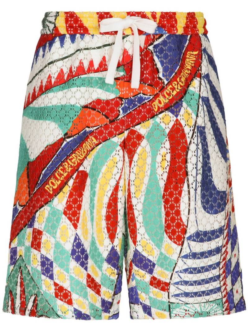 Dolce & Gabbana carreto-print bermuda shorts - Blue von Dolce & Gabbana