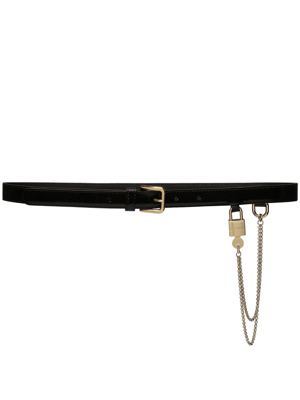 Dolce & Gabbana chain-link patent leather belt - Black von Dolce & Gabbana