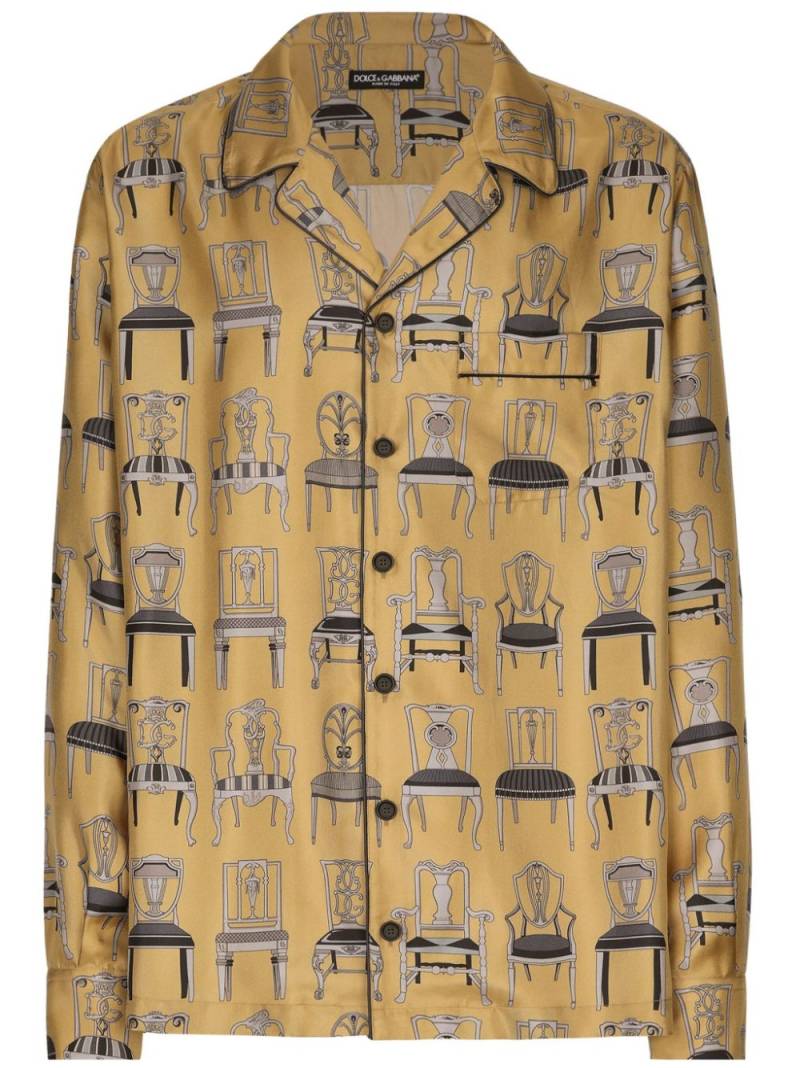 Dolce & Gabbana chair-motif print shirt - Brown von Dolce & Gabbana