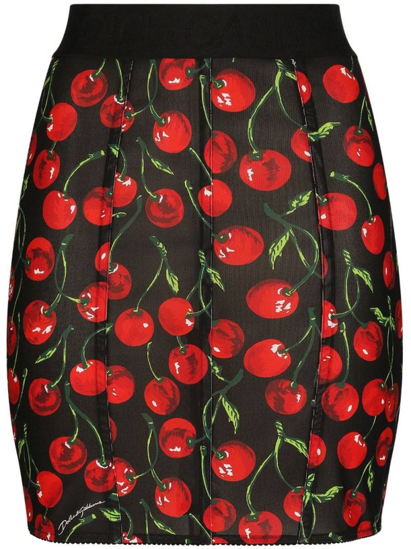 Dolce & Gabbana cherry-print high-waist miniskirt - Black von Dolce & Gabbana