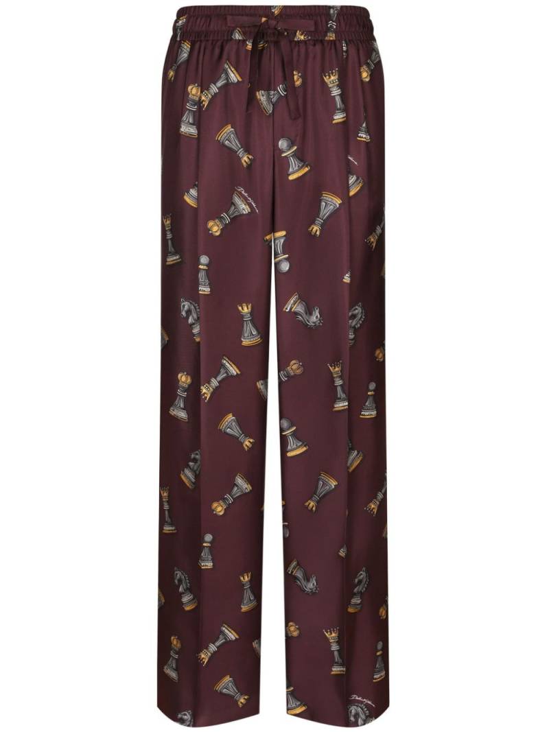 Dolce & Gabbana chess-print trousers - Brown von Dolce & Gabbana