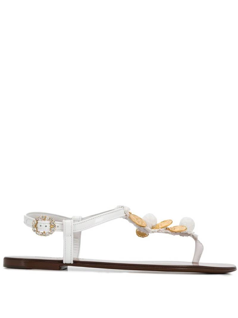 Dolce & Gabbana coin embellished sandals - White von Dolce & Gabbana