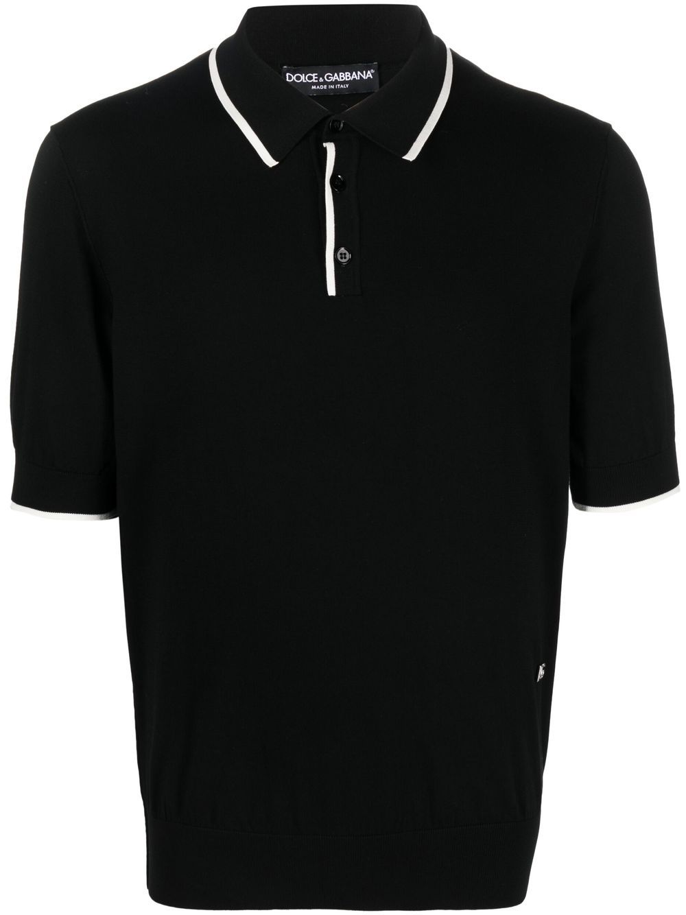 Dolce & Gabbana logo-patch cotton polo shirt - Black von Dolce & Gabbana