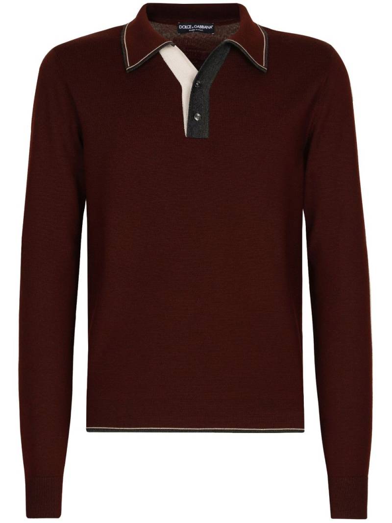 Dolce & Gabbana contrasting-border virgin-wool polo top - Red von Dolce & Gabbana