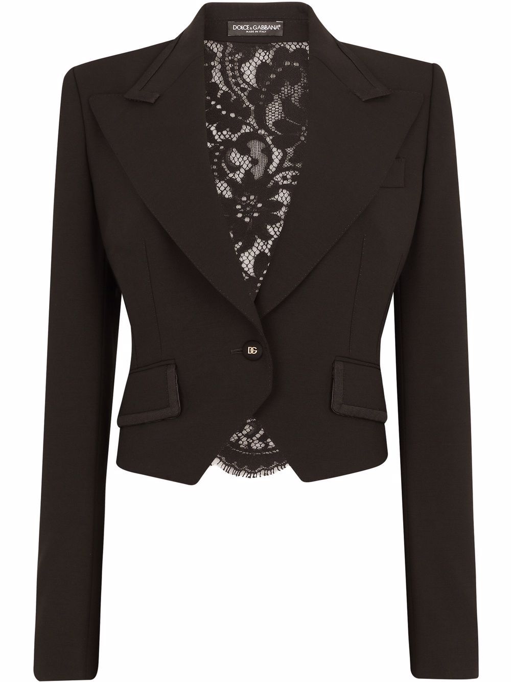 Dolce & Gabbana cordonetto-lace cropped blazer - Black von Dolce & Gabbana