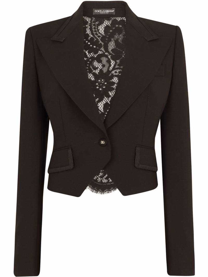 Dolce & Gabbana cordonetto-lace cropped blazer - Black von Dolce & Gabbana