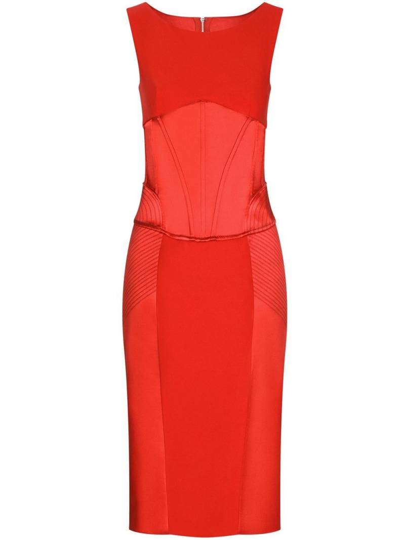 Dolce & Gabbana corset-detail satin midi dress - Red von Dolce & Gabbana