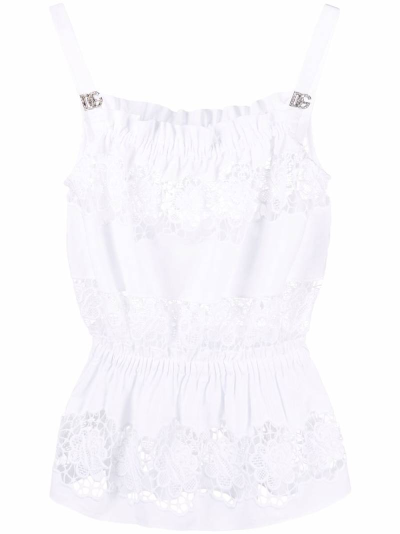 Dolce & Gabbana crochet-panel sleeveless top - White von Dolce & Gabbana