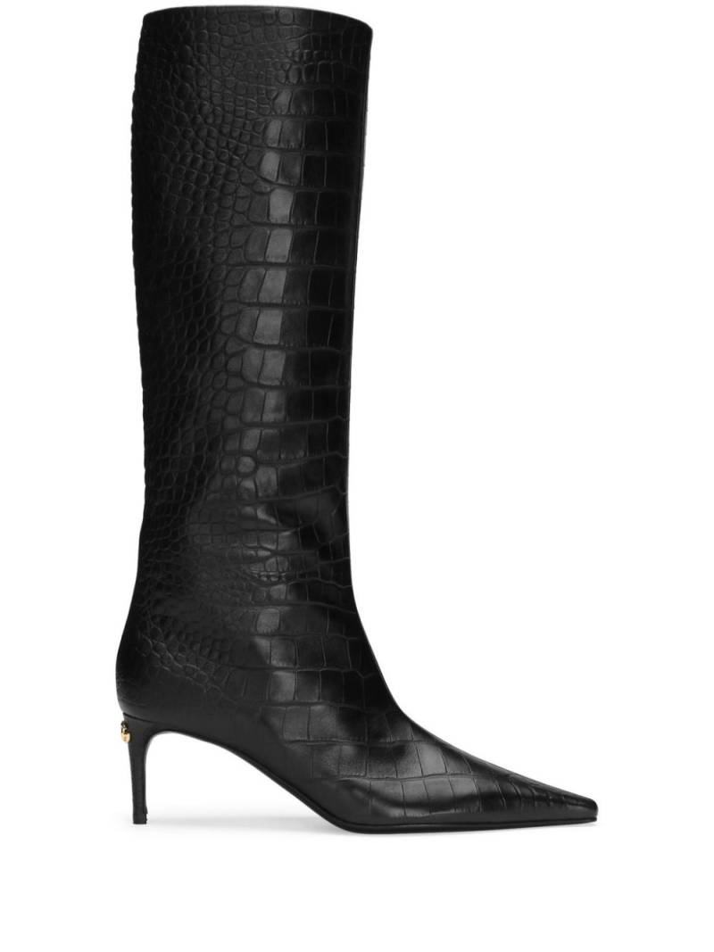 Dolce & Gabbana crocodile-embossed leather boots - Black von Dolce & Gabbana