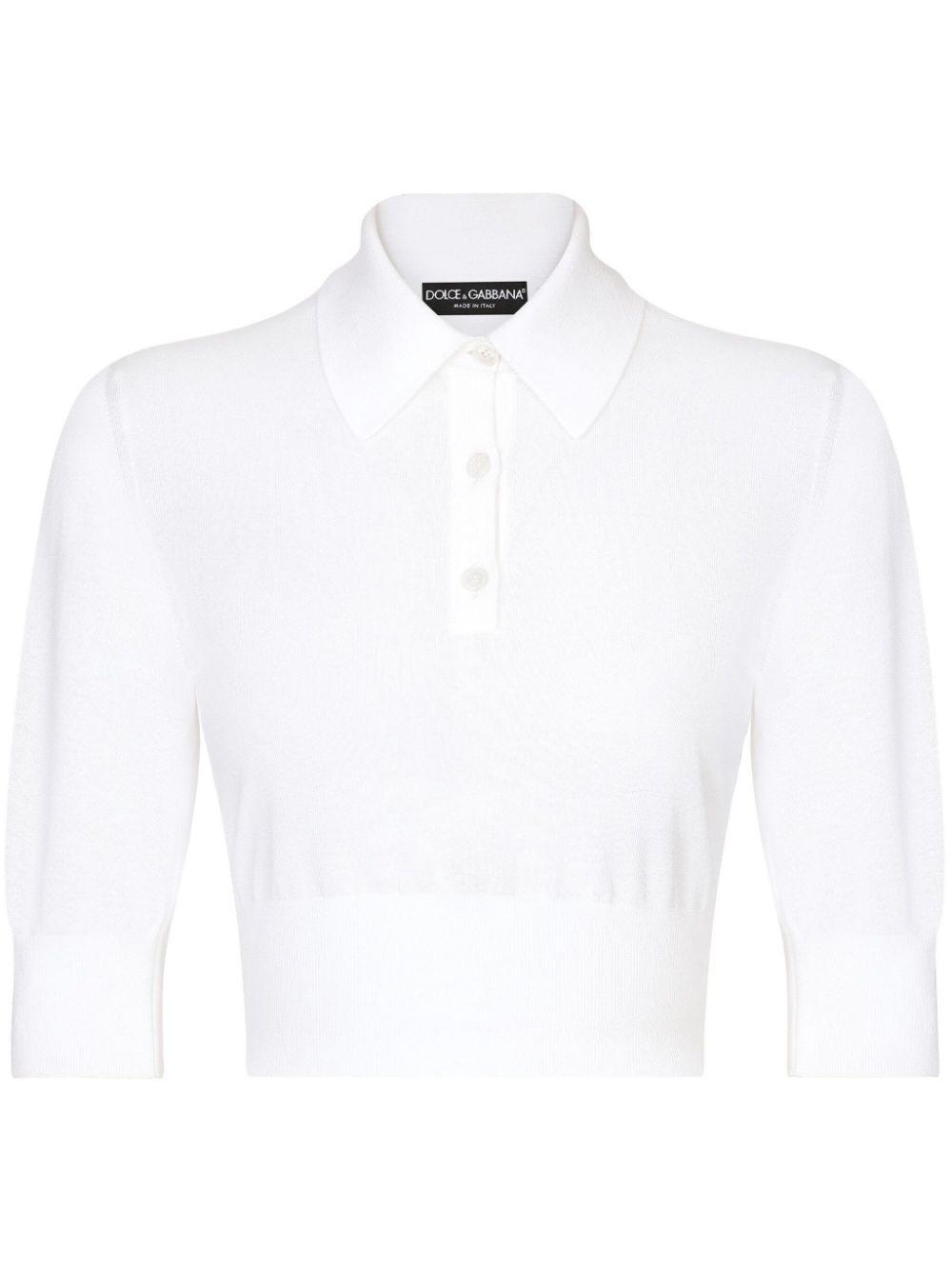 Dolce & Gabbana cropped fine-knit polo shirt - White von Dolce & Gabbana