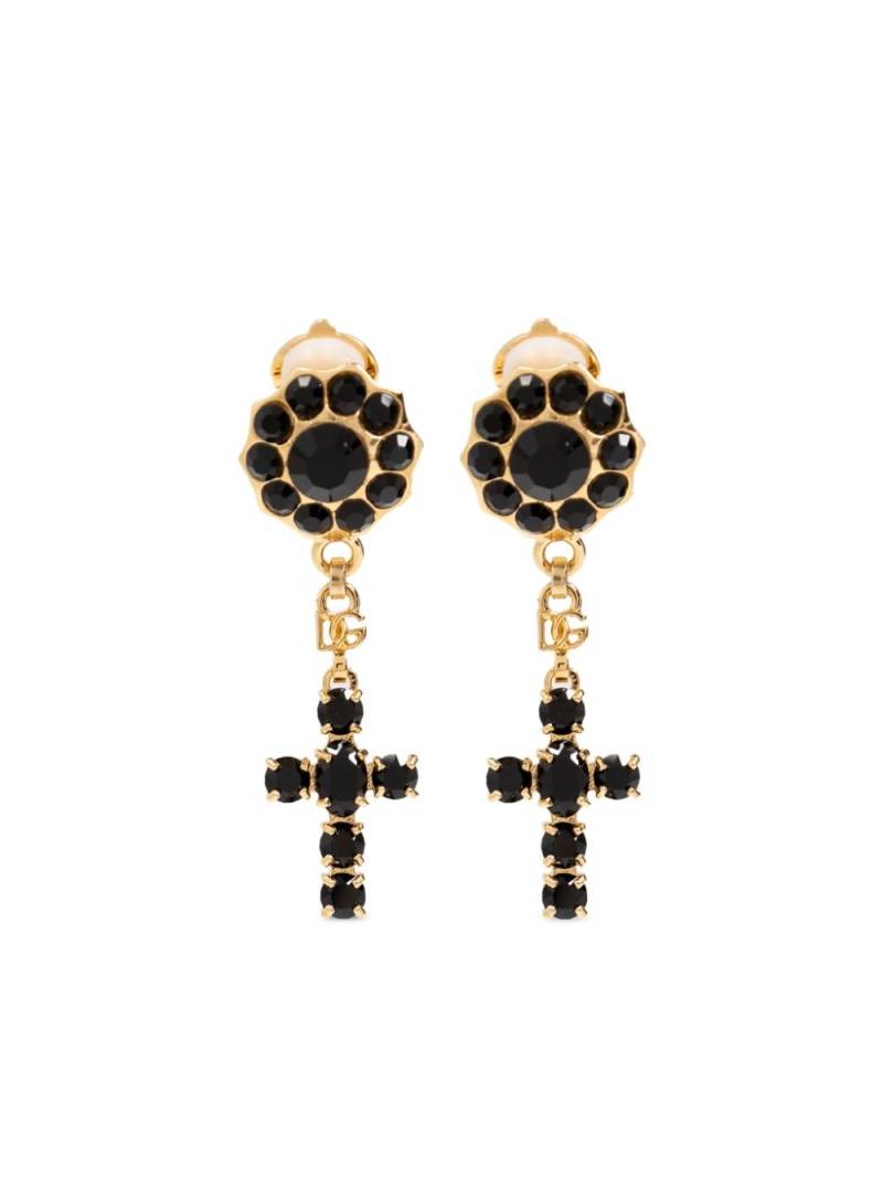 Dolce & Gabbana cross-pendant drop earrings - Gold von Dolce & Gabbana