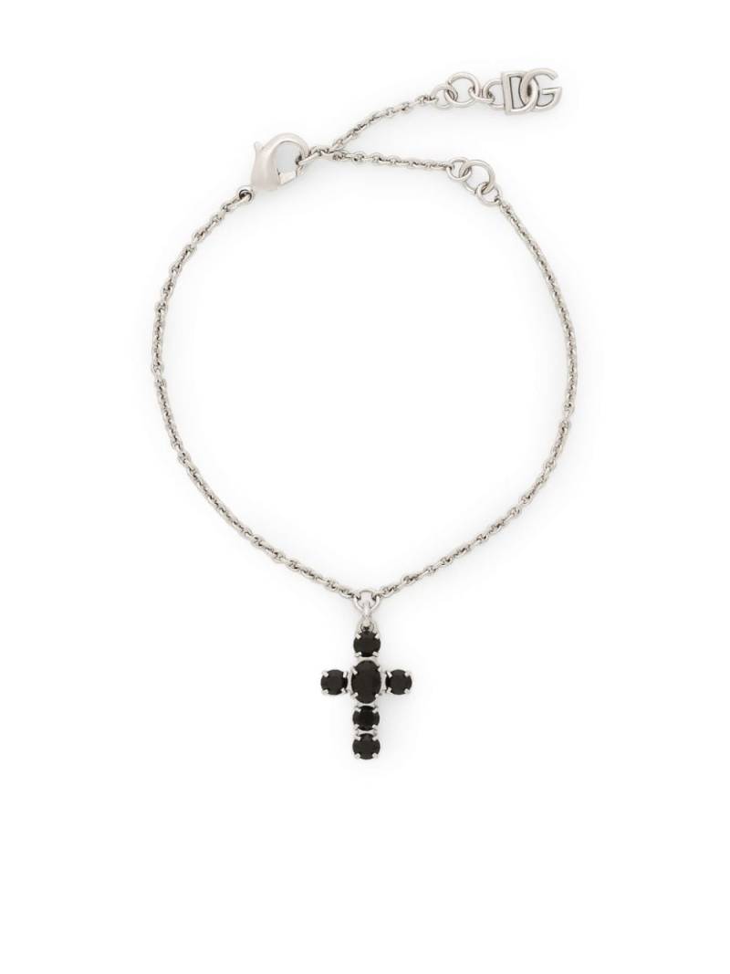 Dolce & Gabbana cross-pendant fine-link bracelet - Silver von Dolce & Gabbana