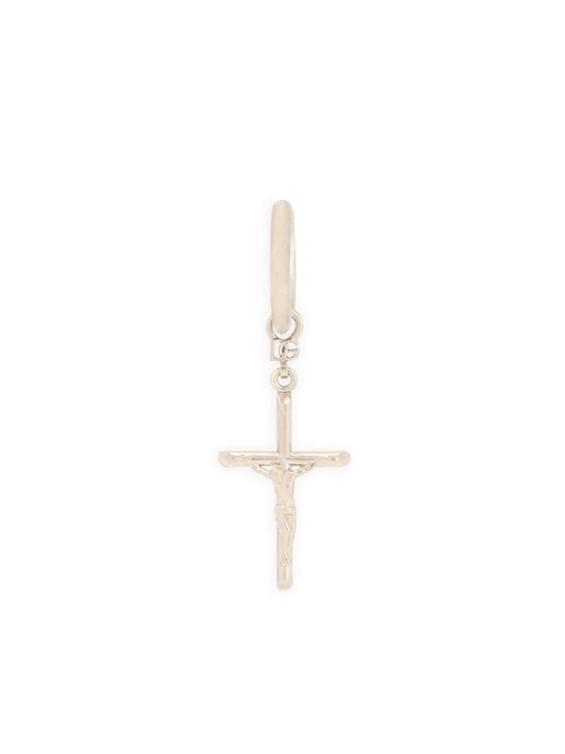 Dolce & Gabbana cross-pendant hoop earring - Silver von Dolce & Gabbana