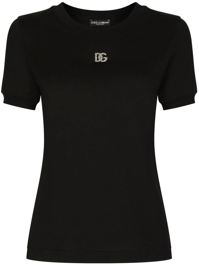 Dolce & Gabbana crystal-embellished cotton T-shirt - Black von Dolce & Gabbana