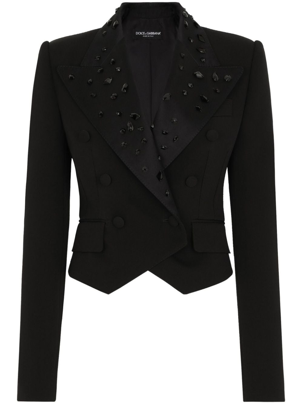 Dolce & Gabbana crystal-embellished cropped blazer - Black von Dolce & Gabbana