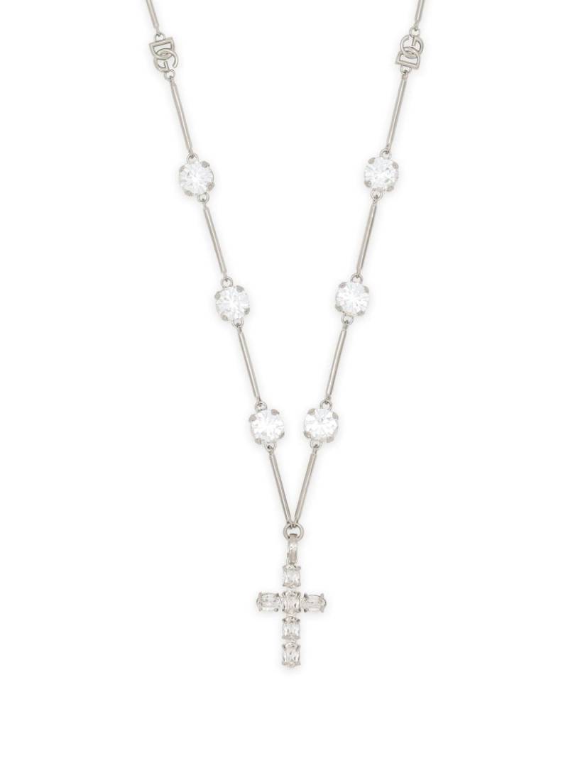 Dolce & Gabbana crystal-embellished cross-pendant necklace - Silver von Dolce & Gabbana