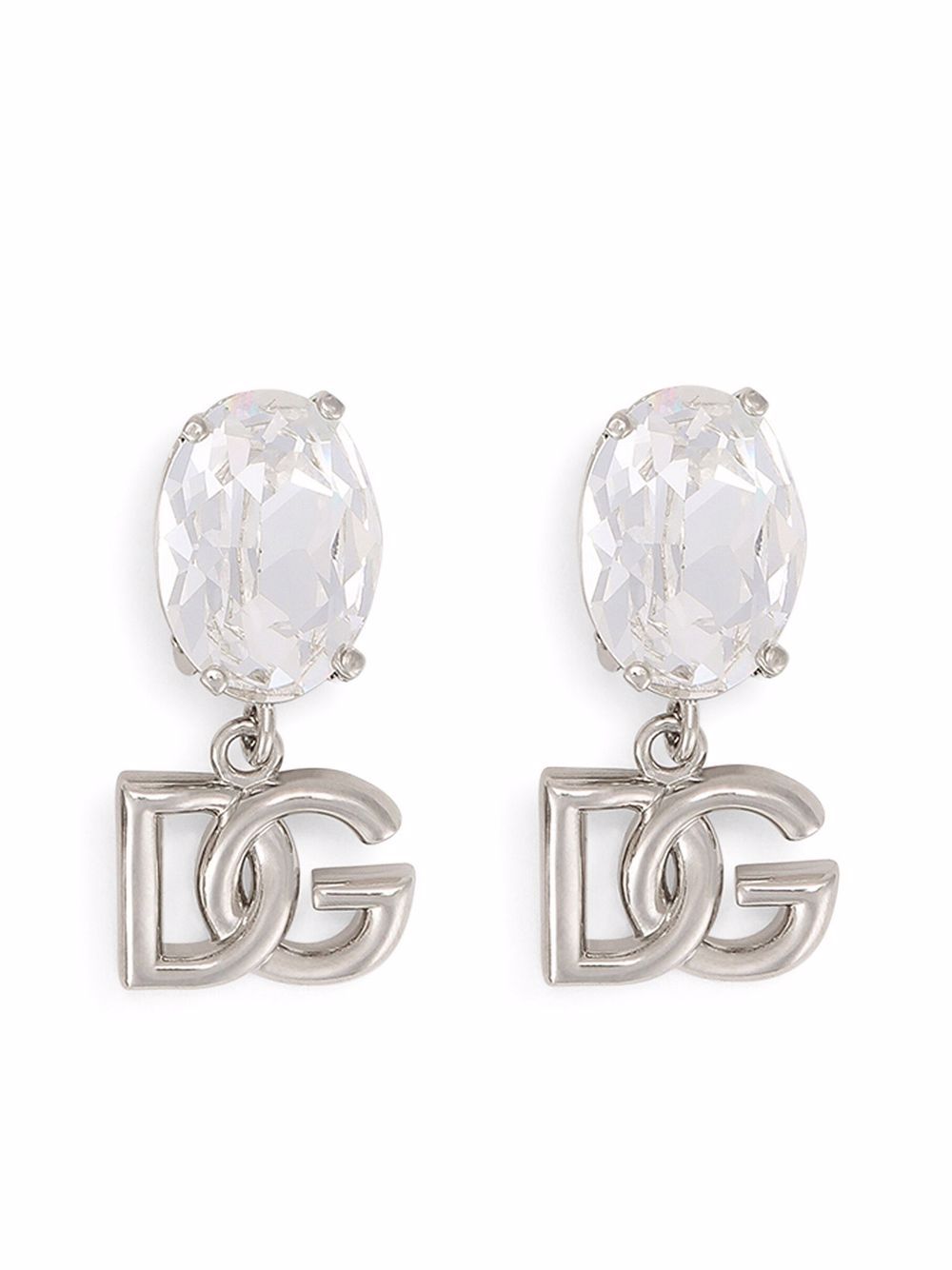 Dolce & Gabbana crystal-embellished logo earrings - Silver von Dolce & Gabbana