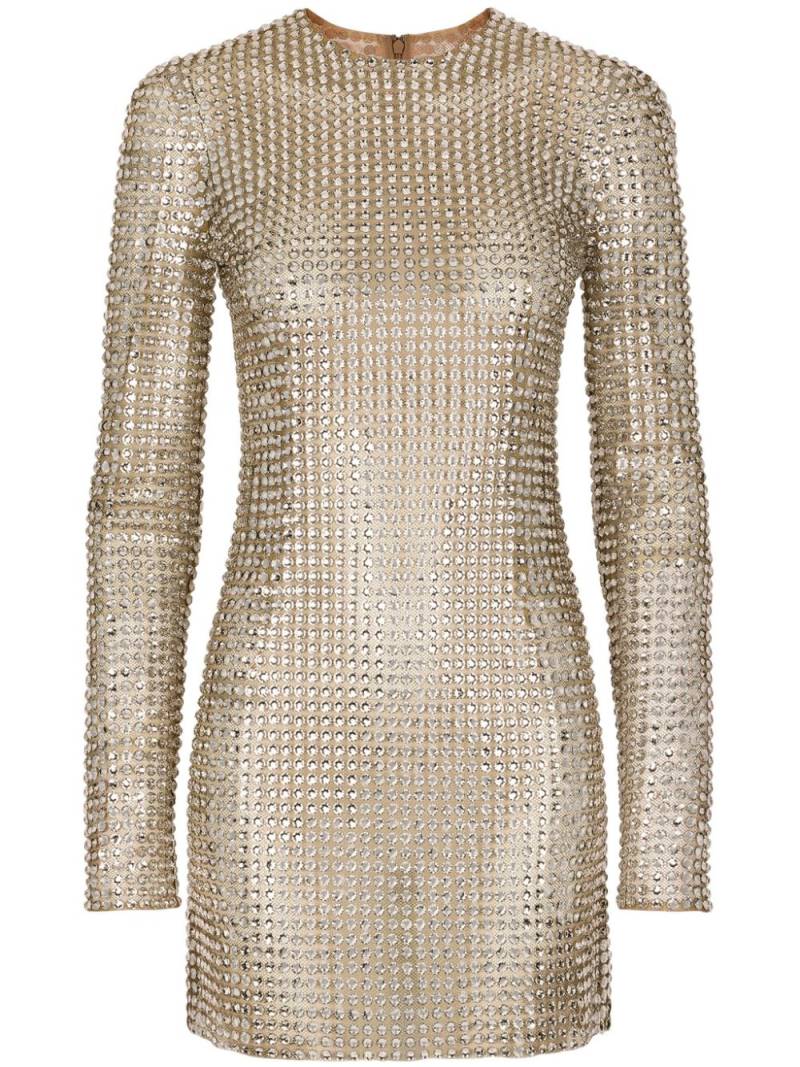 Dolce & Gabbana crystal-embellished mesh minidress - Gold von Dolce & Gabbana