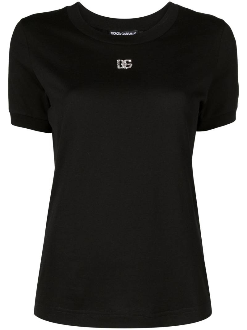 Dolce & Gabbana crystal-embellished round-neck T-shirt - Black von Dolce & Gabbana