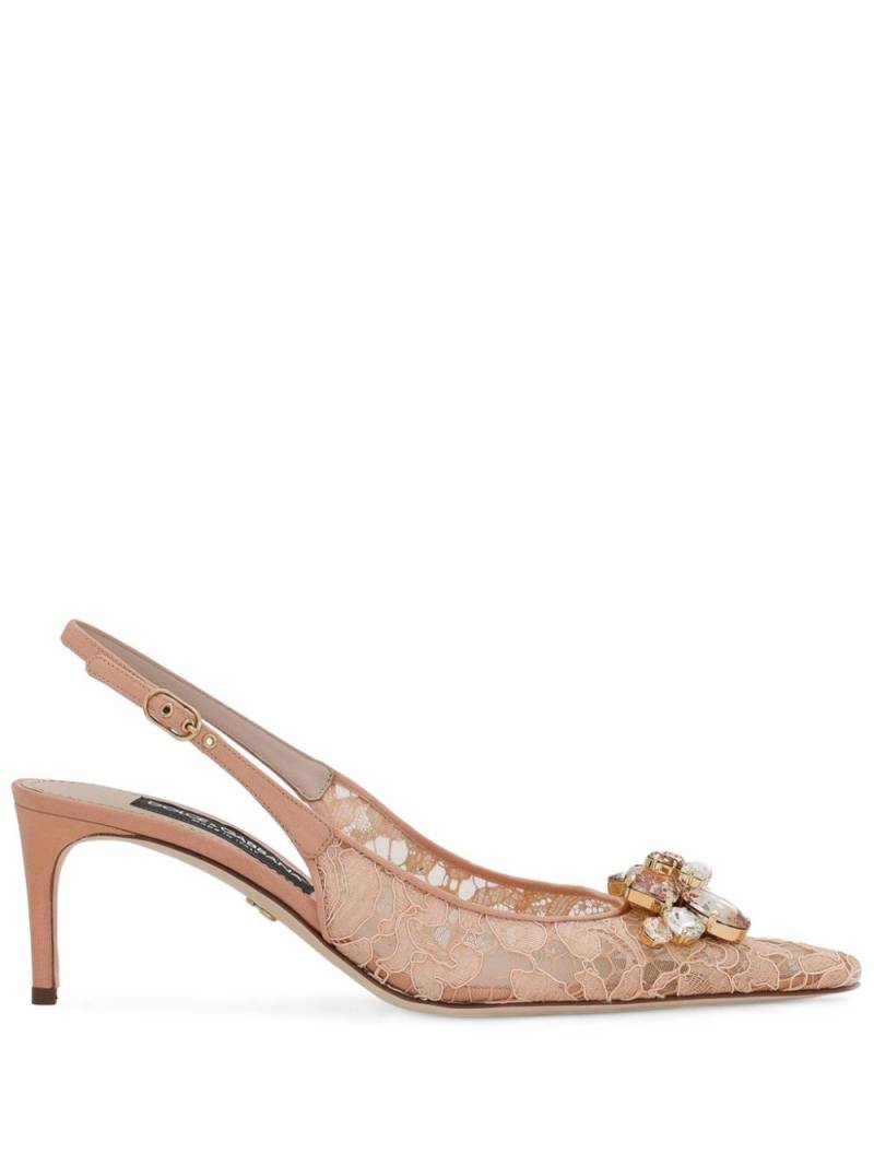 Dolce & Gabbana crystal lace slingback pumps - Neutrals von Dolce & Gabbana