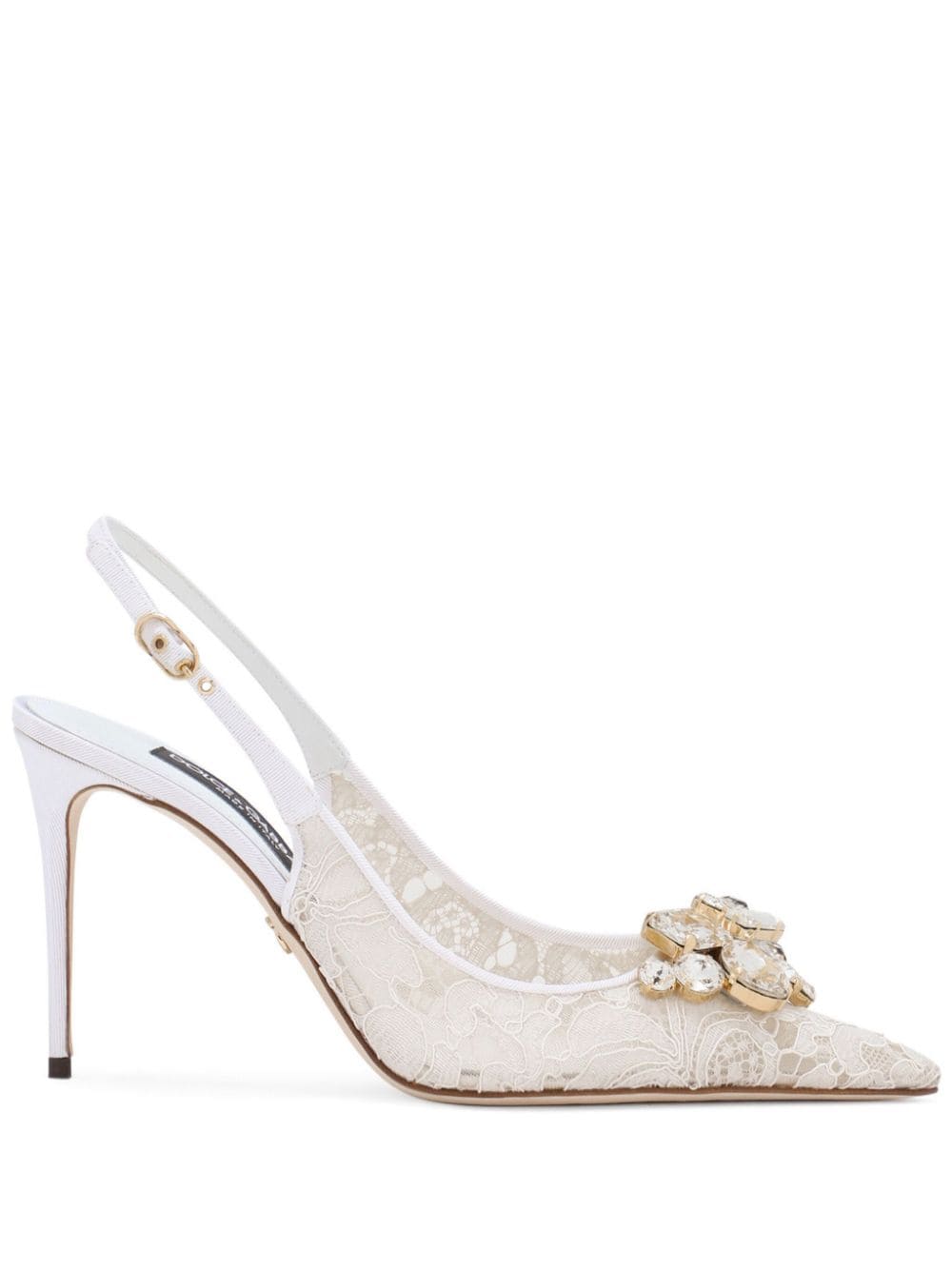 Dolce & Gabbana crystal lace slingback pumps - Neutrals von Dolce & Gabbana