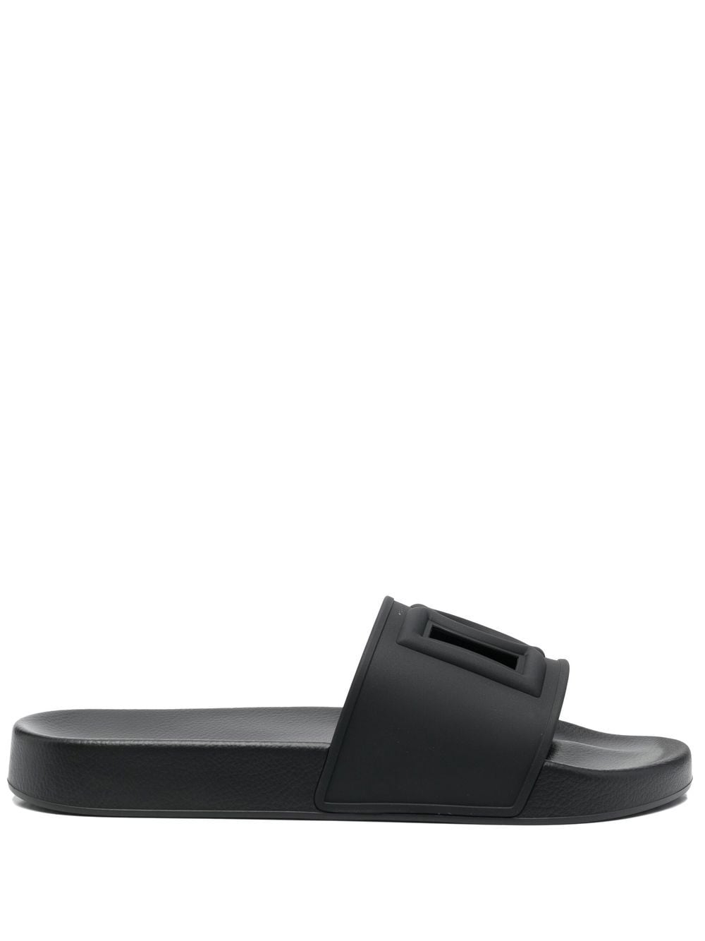 Dolce & Gabbana cut-out logo sliders - Black von Dolce & Gabbana