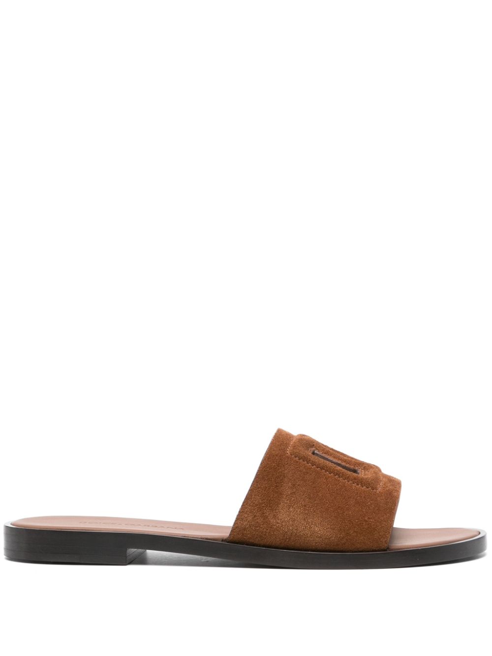 Dolce & Gabbana cut-out-logo suede sandals - Brown von Dolce & Gabbana