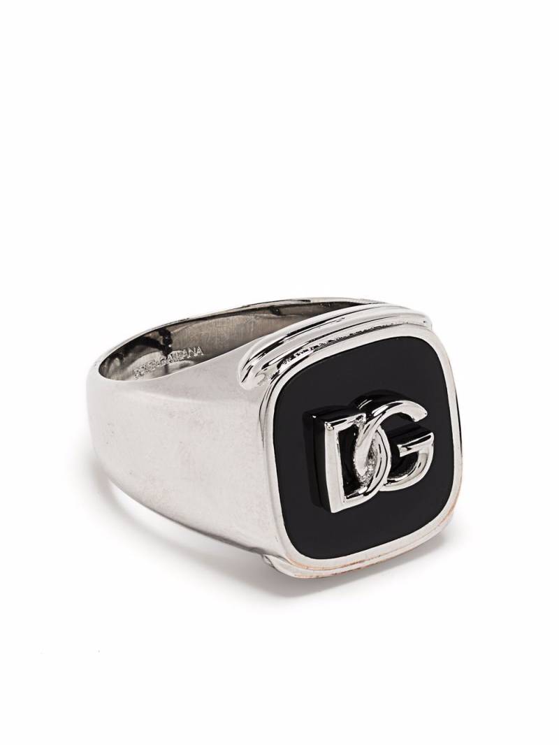 Dolce & Gabbana debossed logo signet ring - Silver von Dolce & Gabbana