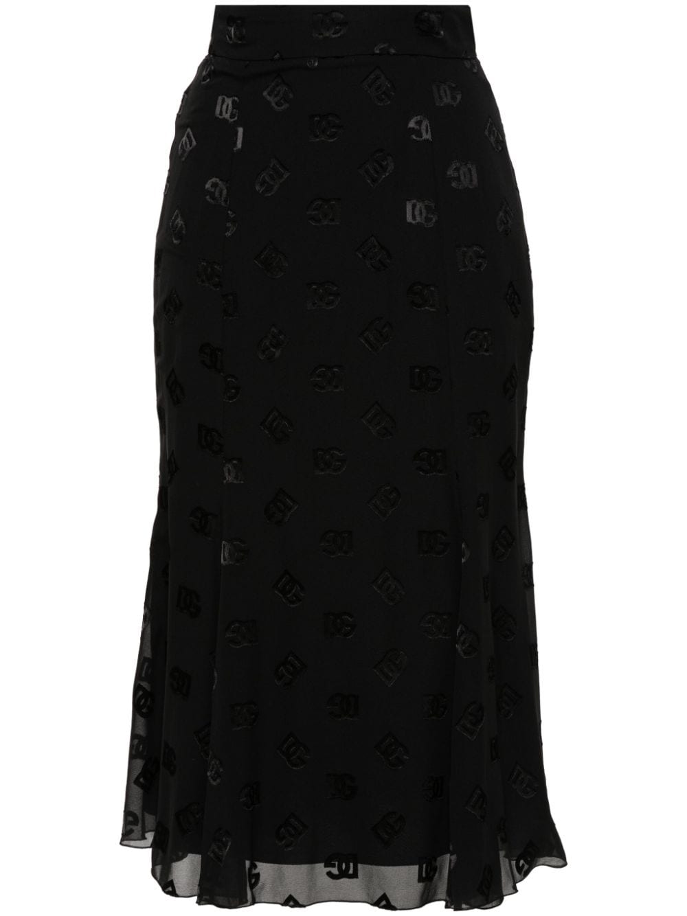 Dolce & Gabbana devoré godet midi skirt - Black von Dolce & Gabbana