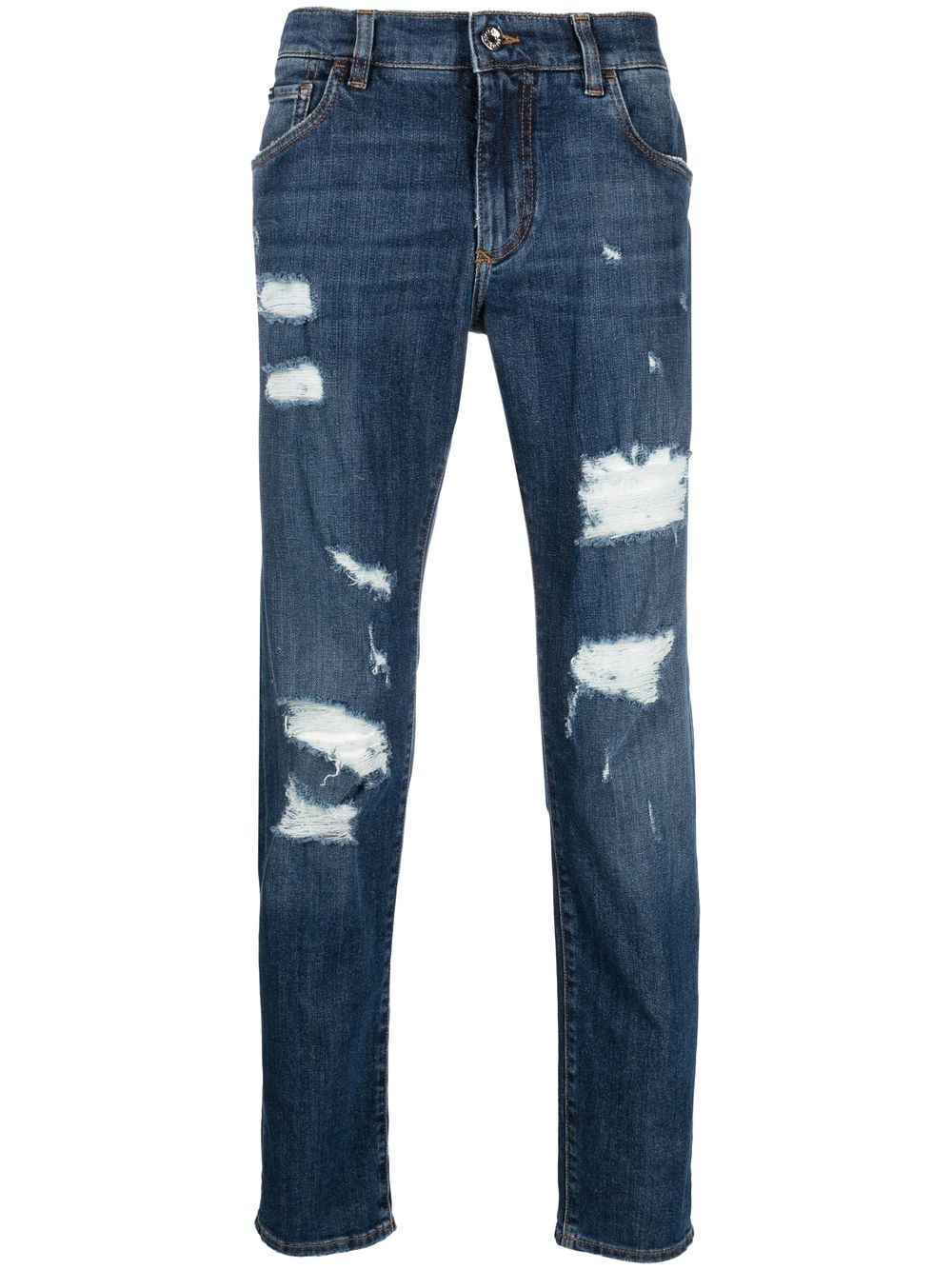 Dolce & Gabbana distressed-effect straight-leg jeans - Blue von Dolce & Gabbana