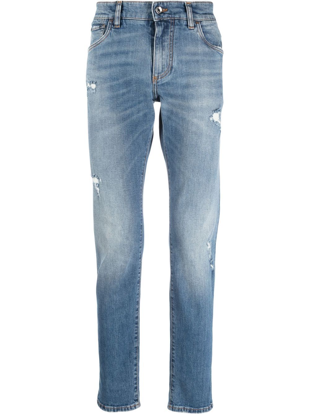 Dolce & Gabbana distressed effect straight leg jeans - Blue von Dolce & Gabbana