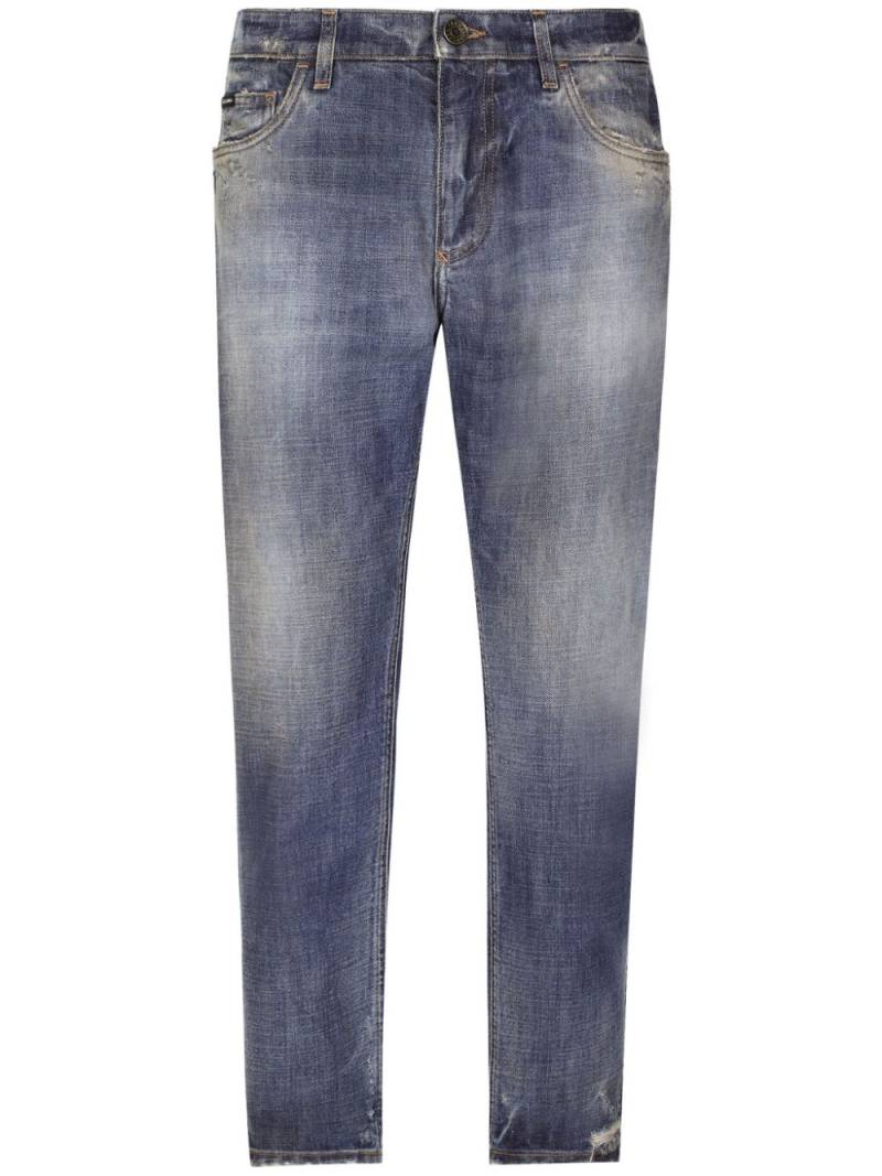 Dolce & Gabbana distressed-effect tapered jeans - Blue von Dolce & Gabbana