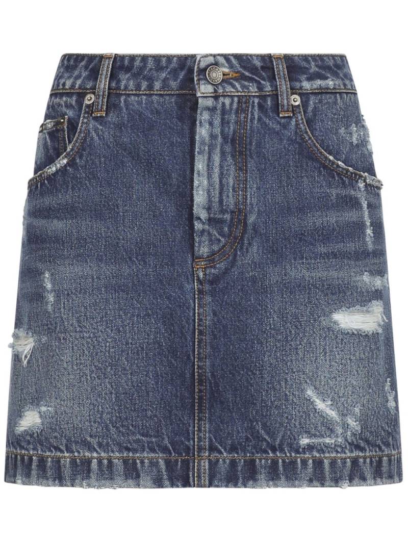 Dolce & Gabbana distressed-finish denim miniskirt - Blue von Dolce & Gabbana