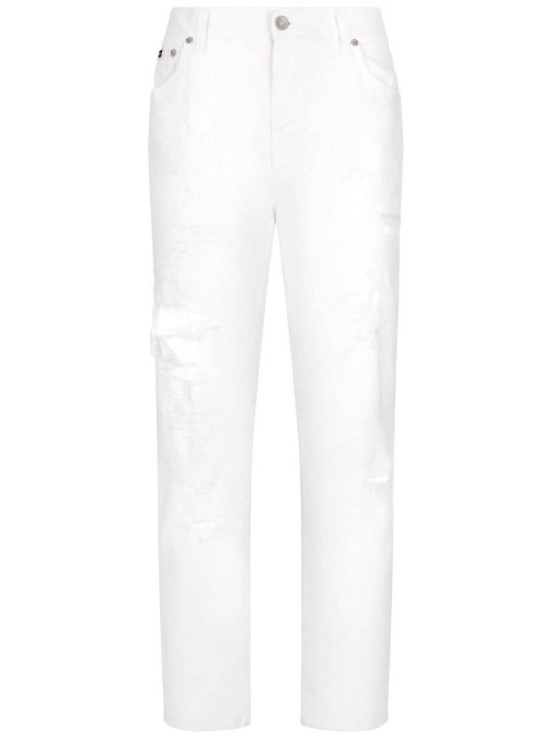 Dolce & Gabbana distressed-finish straight jeans - White von Dolce & Gabbana