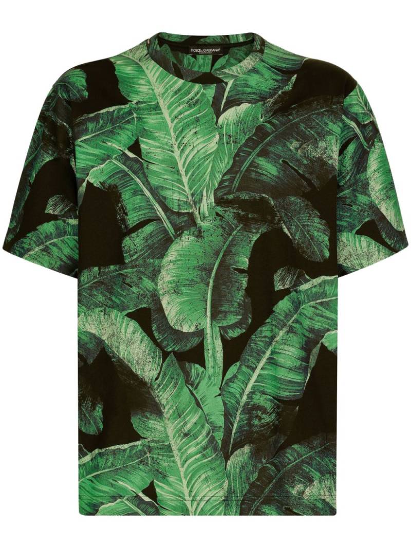 Dolce & Gabbana distressed leaf-print cotton T-shirt - Green von Dolce & Gabbana