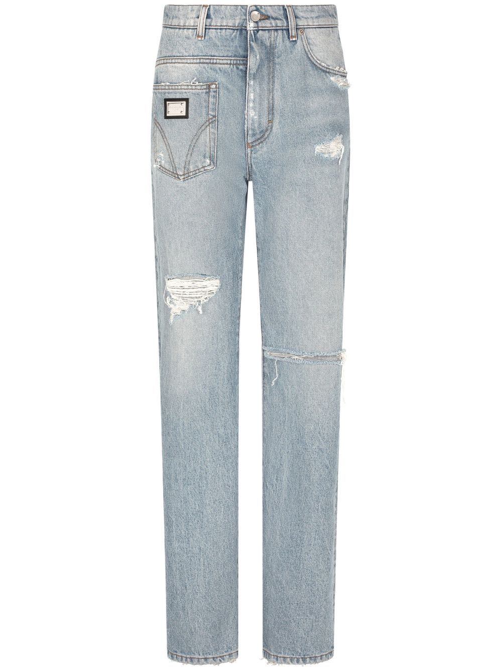 Dolce & Gabbana distressed patchwork-denim jeans - Blue von Dolce & Gabbana